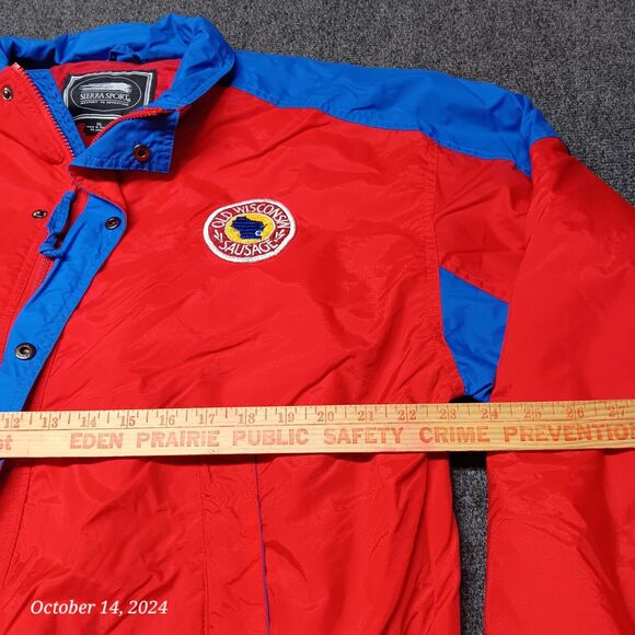 Vintage Old Wisconsin Sausage Windbreaker Jacket Men XL‎ Red Blue Sierra Sport - Picture 5 of 9